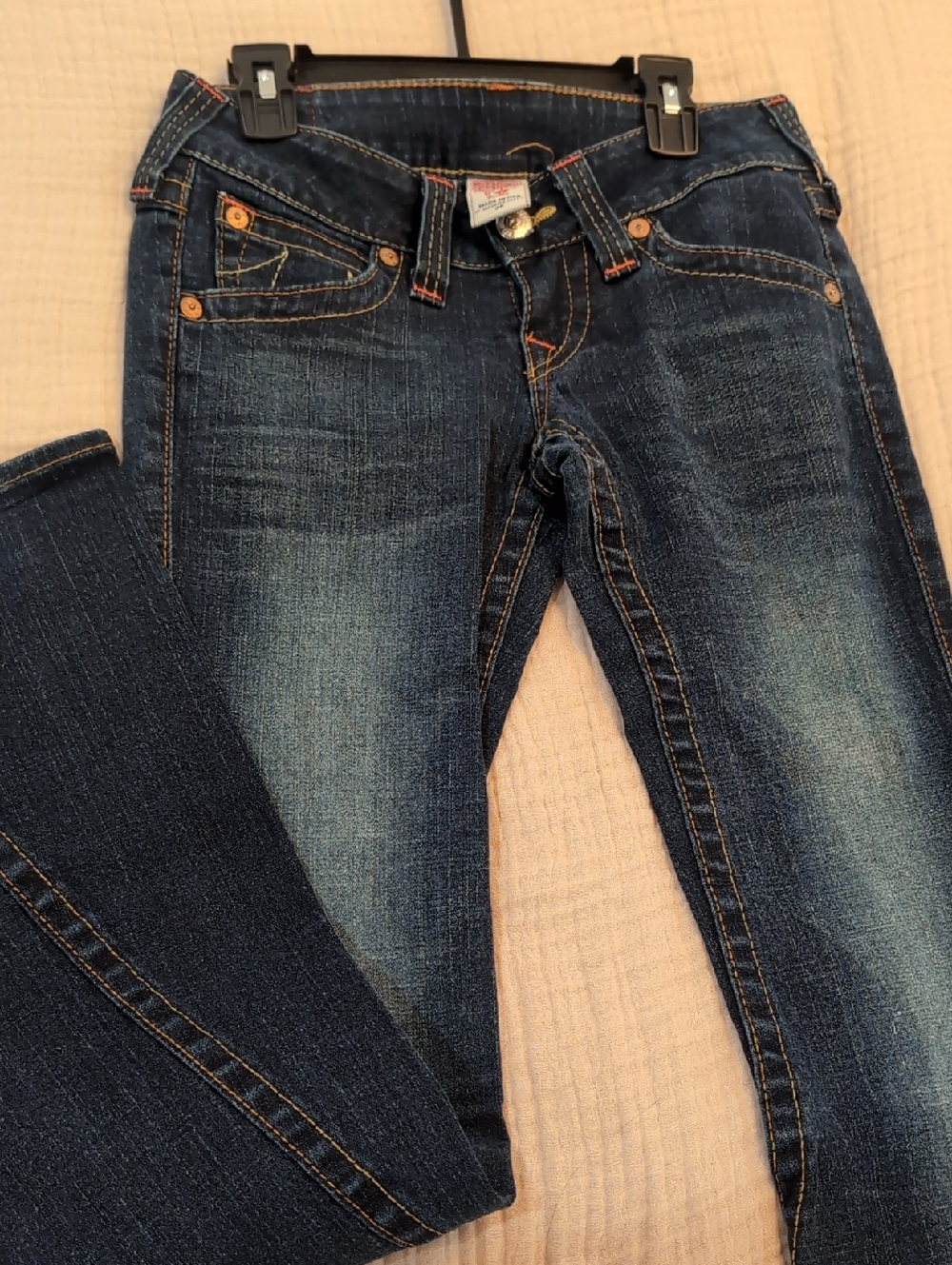 True Religion Women's Dark Wash Skinny Jeans with Contrast Stitching